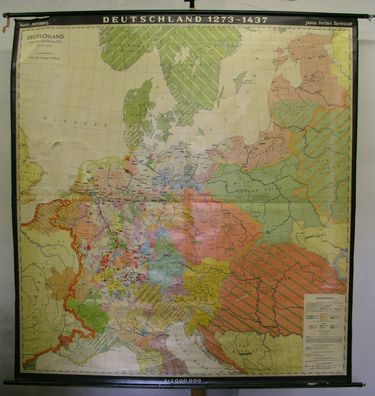 Schulwandkarte Wandkarte Deutschland Germany 1273-1437 Spätmittelalter 191x204