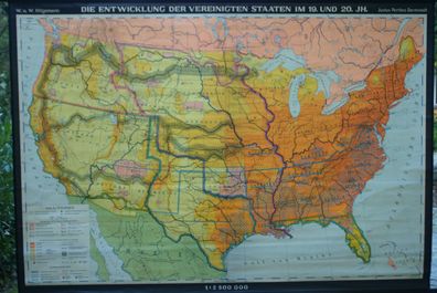 Schulwandkarte map Amerika US Entwicklung Wandkarte Karte Rollkarte 194x134c
