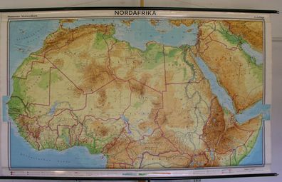 Schulwandkarte Nordafrika North Africa Afrika 255x154cm 1973 vintage wall map