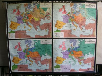 Schulwandkarte map Bildung Europäischer Staaten Europe ab 16. Jh. 205x165cm
