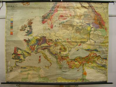 Schulwandkarte map Geologie Europa Geology Europe 3Mio 1941 190x148 Schulkarte
