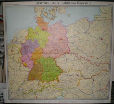 Schulwandkarte map Deutschland Germany 700T ´73 super Erhaltung 200x189cm Karte