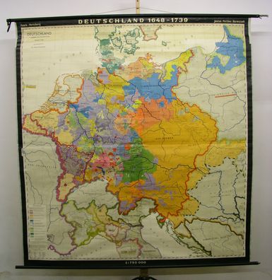 Schulwandkarte Wandkarte Deutschland 1648-1739 Reichzerfall Verfall 198x208 1965