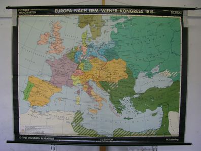 Schulwandkarte Wandkarte Schulkarte Rollkarte Europa Wien 1815 Kongress 196x150c