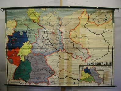 Schulwandkarte Wandkarte map Karte Deutschland Ostgebiete c.1962 228x159 Polen