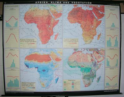 Schulwandkarte Wandkarte Rollkarte Schulkarte Afrika Africa Klima 210x168 1979