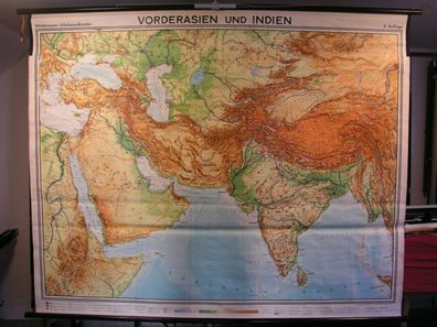 Schulwandkarte Karte Vorderasien Indien Arabien Iran Persien Türkei 195x157 1967
