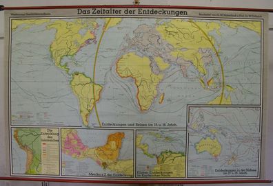 Schulwandkarte Erde Earth Monde Weltkarte 203x131 1975 vintage wall map or chart