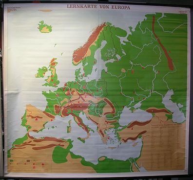 Schulwandkarte Schulkarte Lernkarte Europakarte 201x185 1977 zum Malen Leinwand