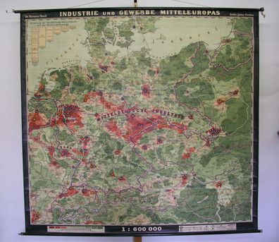 Wandkarte Deutsches Reich 1937 Industrie Gewerbe 224x210cm german vintage map