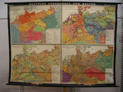 Schulwandkarte Deutsche Landschaft u Kultur 1938 Reich 212x160cm Großdeutschland