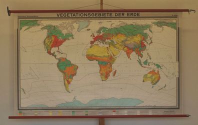 Wandkarte schöne alte Weltkarte Vegetationsgebiete 202x124cm vintage map 1975