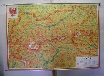 schöne alte Schulwandkarte Tirol Südtirol Innsbruck 1960 235x162cm vintage map