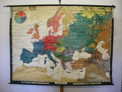 Schulwandkarte Die Völker Europas 206x151 1925 vintage ethnic group nation map