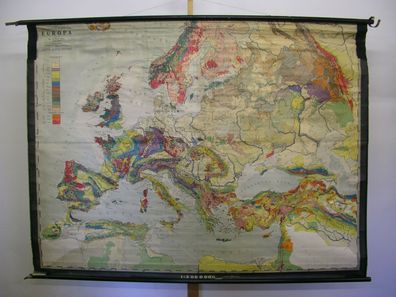 Schulwandkarte schöne alte Europakarte Geologie 1938 200x150cm vintage map