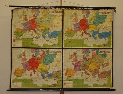 Schulwandkarte Bildung Verfall des Reiches 205x161cm vintage german history map
