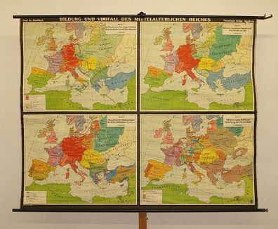 Schulwandkarte 204x164 europe holy roman empire german kingdom history map 1955