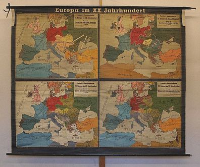 Wandkarte Europakarte 20 century 208x173 1955 vintage european history war maps