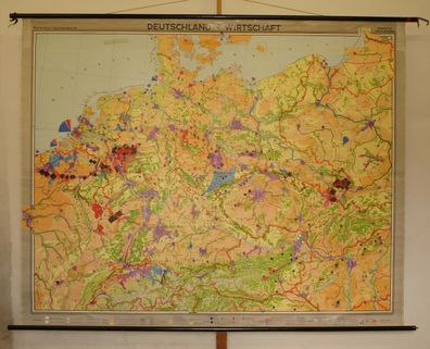 Wandkarte Deutschland Stahl Kohle Industrie 1937 1966 246x196cm vintage wall map