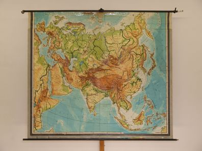 Asien Eurasien physisch 1950 Schulwandkarte Wandkarte 211x184cm