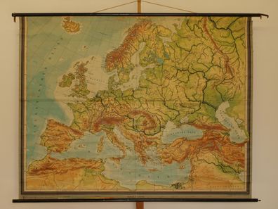 Europakarte physisch schlicht 1952 Schulwandkarte Wandkarte 204x159cm