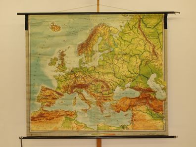 Europakarte physisch schlicht 1956 Schulwandkarte Wandkarte 196x168cm