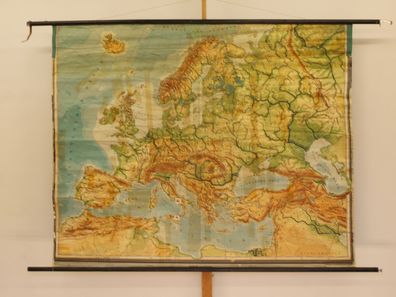 Europakarte physisch schlicht 1952 Schulwandkarte Wandkarte 199x160cm