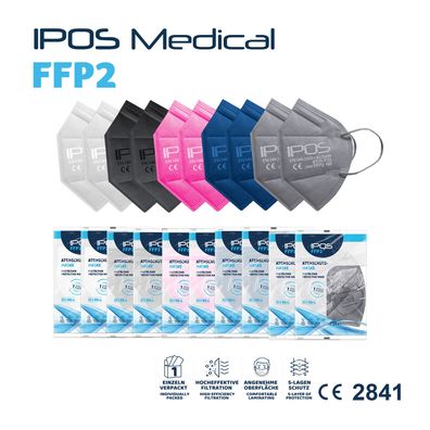 FFP2 Maske verschiedene Farben 10 Stück IPOS Atemschutzmaske inkl. Maskenhalter