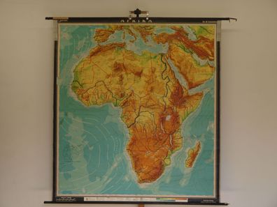 Afrika physisch 1960-1970 Schulwandkarte Wandkarte 186x201cm