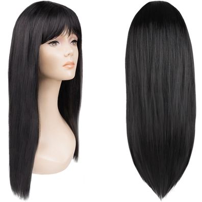 Lange glatte Schwarz Haarperücke Synthetische Perücke Frauen Mädchen 67cm 14833