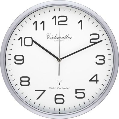 Eichmüller ? Wanduhr silbern für Küche Diele Wohnzimmer 30cm ? 34338