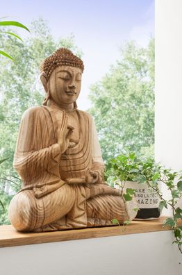 Unikat Figur Buddha Groß Suar Natur