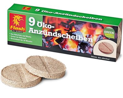 9x Öko AnzündScheibeb Hilfe Holz Bio KaminAnzünder GrillAnzünder Feuer Ofen