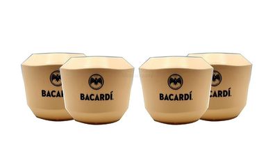 Bacardi Mehrweg 4x Becher 4er Set Becher in Beige - Kokosnussform / Kunststoff