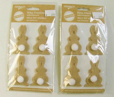 Filz-Sticker Osterhasen 8 Stück creme/ beige Höhe x Breite: 6,5 x 4 cm, selbstklebend
