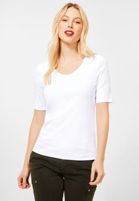 Street One T-Shirt mit V-Ausschnitt in White