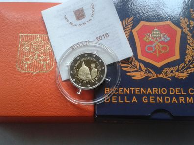 Original 2 euro 2016 PP Vatikan Sonder-Gedenkmünze vatikanische Gendarmerie im Etui