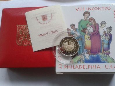 Original 2 euro 2015 PP Vatikan Weltfamilientreffen Philadelphia im Etui mit COA