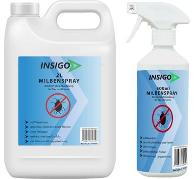 INSIGO 2L + 500ml Anti Milbenspray Mittel gegen Milben Milbenbefall Milbenfrei Schutz