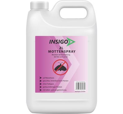 INSIGO 2L Mottenspray Mottenschutz-Mittel gegen Kleidermotten Lebensmittelmotten frei