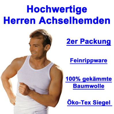 Herren Unterhemd Tank Top Muskelshirt Achselhemd 100% Baumwolle Größe L - 3XL / 6 - 9