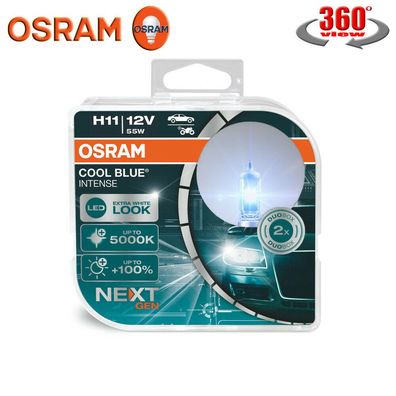 2x OSRAM H11 COOL BLUE Intense (NEXT GEN) Halogen 100% Heller Xenon LED aussieht
