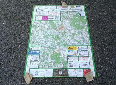 Landkarte Plakat Wandkarte + Werbung Region Bayreuth Pegnitz 90er Jahre 100 x 75 cm