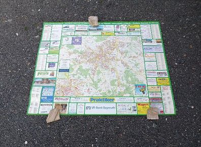 Stadtplan Ortsplan Plakat Wandkarte + Werbung von Bayreuth 90er Jahre 100 x 75 cm #2