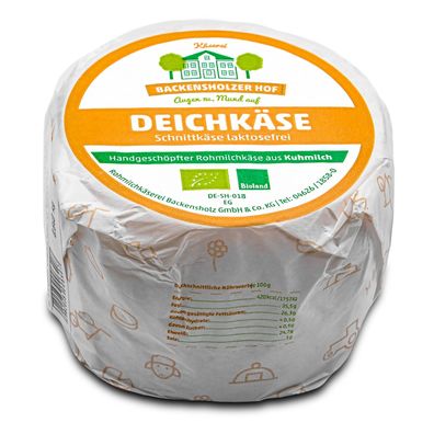 Hymor BIO Deichkäse 1x ca. 700g handgeschöpfter Rohmilch-Käse Schnittkäse laktosefrei