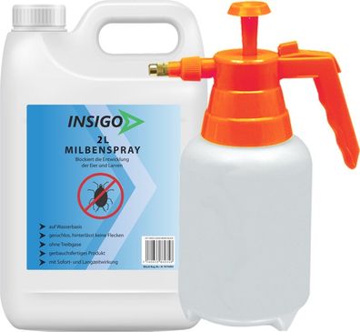 INSIGO 2L + 2L Sprüher Milbenspray Mittel gegen Milben Milbenbefall Milbenfrei Schutz