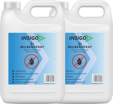 INSIGO 2x2L Anti Milbenspray Mittel gegen Milben Milbenbefall EX Milbenfrei Schutz