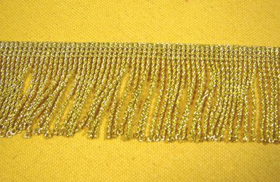 Posamentenborte Fransenborte Drellierborte gold Lurex 5cm breit 3,2 Meter