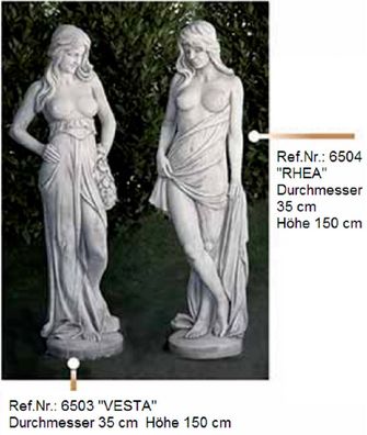 Frauen Gartenskulptur „VESTA“ und „REHA“ aus Weißstein - Ref. Nr. 6503-6504