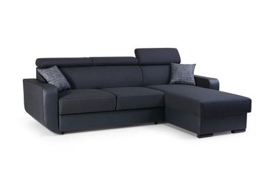 Ecksofa Sofa L-Form Couch Mit Schlaffunktion Universelle PEDRO- Schwarz
